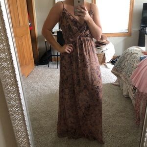 Tan and blue maxi dress